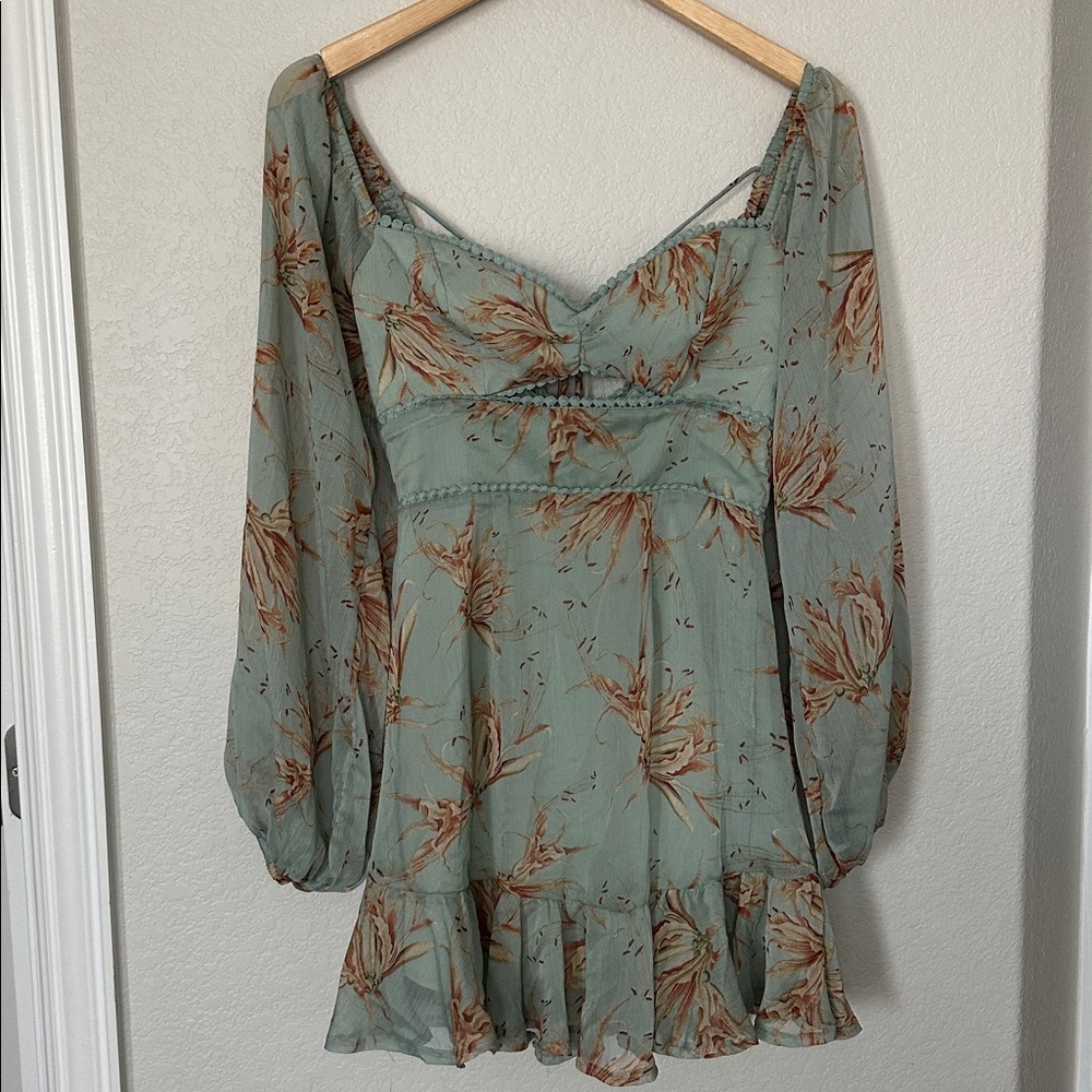 Saints + Secrets Green Floral Mini Dress
